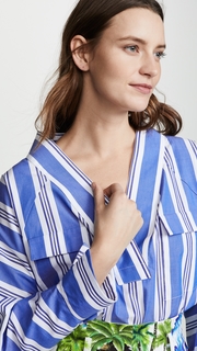 Stella Jean Striped V Neck Top