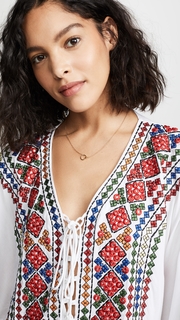 Bindya Lace Up Tunic with Mirror Embroidery