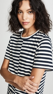 Clu Striped Dress with Silk Ruffle