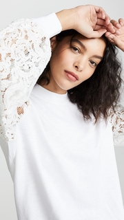 Clu Mixed Media Sweatshirt with Lace Sleeves