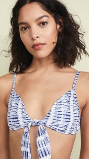 Jonathan Simkhai Tie Dye Front Knot Bikini Top