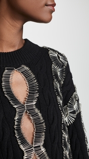 Alexander Wang Crew Neck Pullover With Safety Pinned Cables