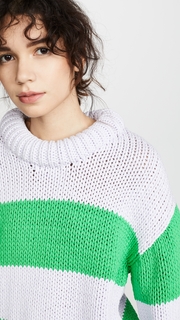 Tibi Striped Cropped Pullover