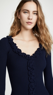 Milly Ruffle Trim Fitted Dress