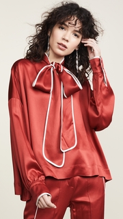 F.R.S For Restless Sleepers Satin Tie Neck Blouse
