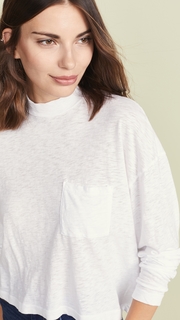 Three Dots Mock Neck Boxy Crop Tee