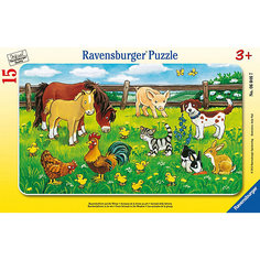 Пазл «Животные на лугу», 15 деталей, Ravensburger