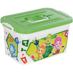 Ящик для игрушек"Фиксики", 10 л, бело-зеленый Полимербыт