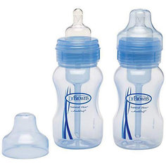 Набор из 2-х бутылочек с широким горлышком 240 мл, полипропилен, Dr. Brown, синий Dr.Browns