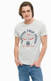 Хлопковая футболка с декоративной отделкой Mustang