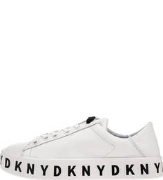 Белые кожаные кеды на платформе Dkny