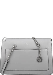 Серая кожаная сумка с длинными ручками Dkny