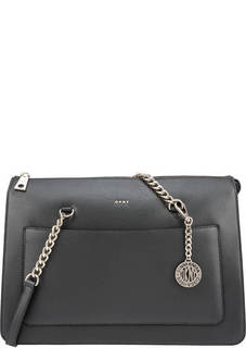 Серая кожаная сумка с длинными ручками Dkny