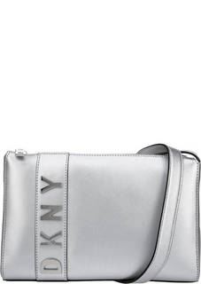 Серебристая сумка через плечо из натуральной кожи Dkny