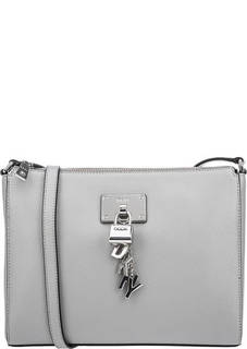 Серая кожаная сумка через плечо Dkny