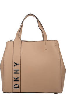 Кожаная сумка с логотипом бренда Dkny