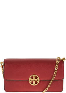 Клатч красного цвета из зерненой кожи Tory Burch