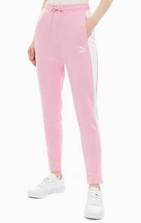 Зауженные розовые брюки из хлопка Puma