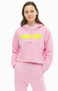 Укороченная хлопковая толстовка с капюшоном Puma