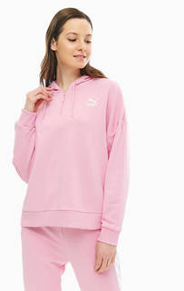 Розовая толстовка из хлопка с капюшоном Puma