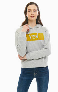 Серая хлопковая толстовка с капюшоном Only