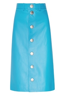 Голубая кожаная юбка миди Balenciaga