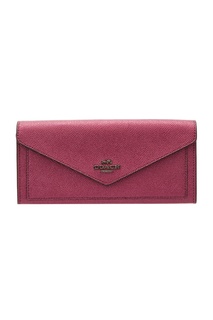 Бордовый кожаный кошелек Coach