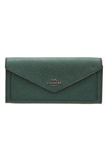 Темно-зеленый кожаный кошелек Coach