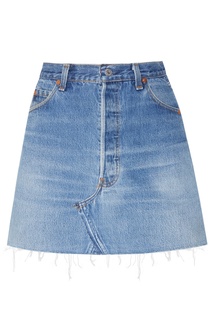 Голубая джинсовая мини-юбка с потертостями Re/Done