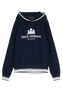 Синее худи с логотипом Dolce & Gabbana