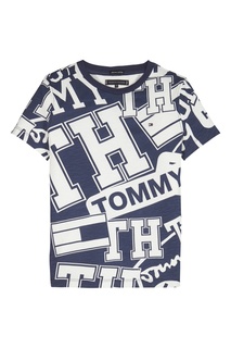 Сине-белая футболка с логотипами Tommy Hilfiger Kids