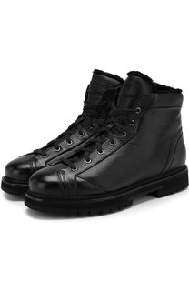 Кожаные ботинки с внутренней меховой отделкой Santoni