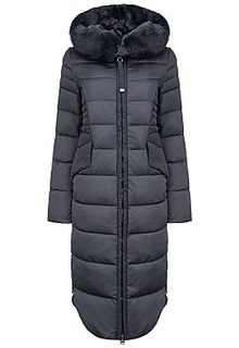 Утепленное пальто с отделкой искусственным мехом La Reine Blanche
