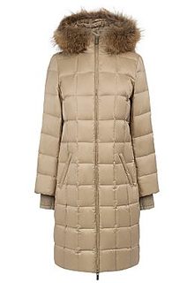 утепленное пальто с отделкой мехом енота La Reine Blanche