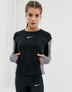 Черно-серый лонгслив Nike Running - Черный