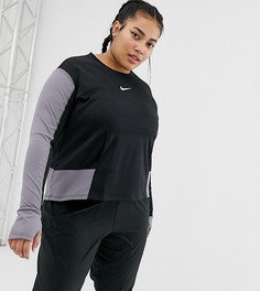 Черно-серый лонгслив Nike Running Plus - Черный