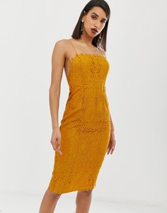 Кружевное платье-футляр миди с квадратным вырезом ASOS DESIGN - Мульти