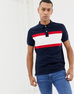 Узкое поло из пике со вставкой на груди Tommy Hilfiger - Темно-синий
