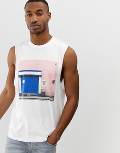 Футболка без рукавов с заниженной проймой и фотографическим принтом ASOS DESIGN - Белый