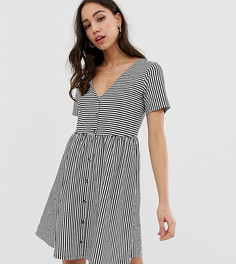 Свободное платье в полоску на пуговицах с V-образным вырезом ASOS DESIGN Tall - Мульти
