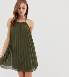 Плиссированное платье-трапеция мини ASOS DESIGN - Зеленый