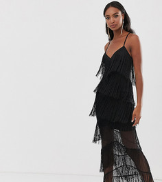 Облегающее платье макси с бахромой ASOS DESIGN Tall - Черный