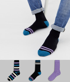 Комплект из 3 пар носков в полоску и шахматную клетку ASOS DESIGN - Мульти