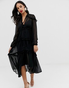 Мягкое платье макси на пуговицах ASOS DESIGN - Черный