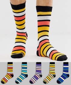 Набор из 5 пар носков с полосками ASOS DESIGN - Мульти