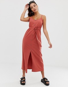 Платье макси с пуговицами и поясом ASOS DESIGN - Красный