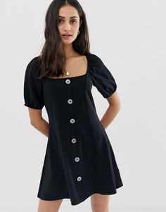 Чайное платье мини с пуговицами из искусственных ракушек ASOS DESIGN - Черный