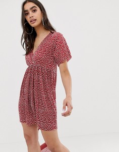 Свободное плиссированное платье с запахом и принтом ASOS DESIGN - Мульти