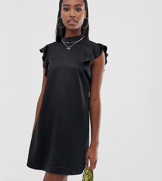 Черное атласное платье с оборками Missguided Tall - Черный