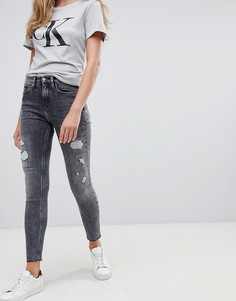 Рваные джинсы скинни с завышенной талией Calvin Klein - Серый